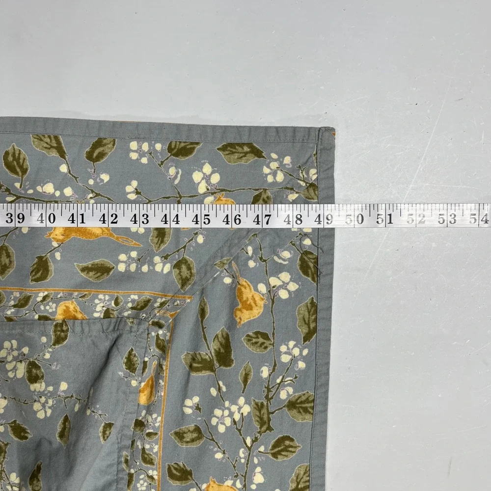 April Cornell VTG Tablecloth Blue Floral Bird Cotton Cottagecore Square 49